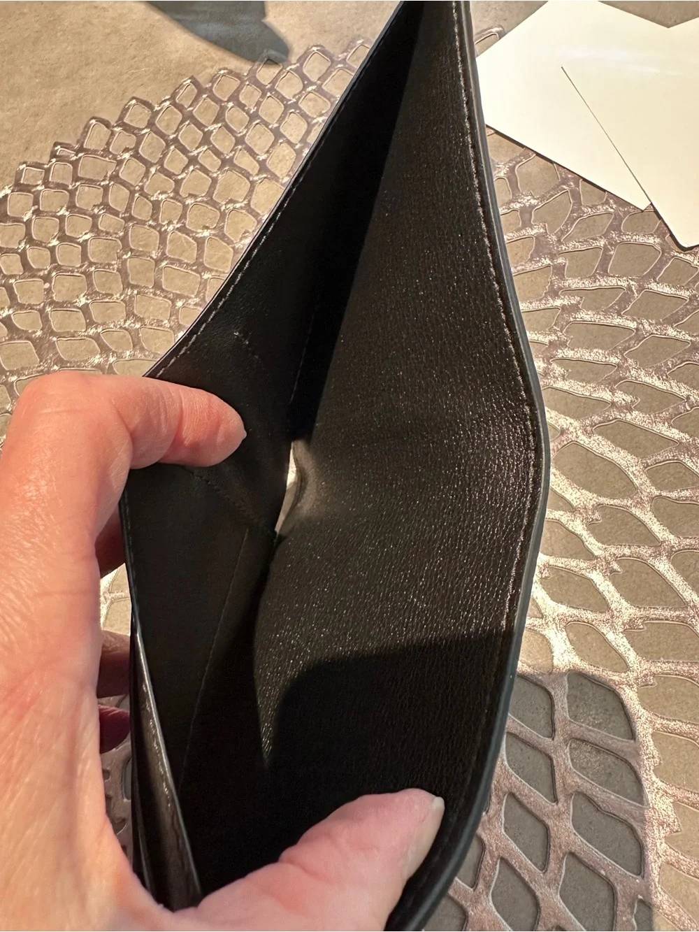 Salvatore Ferragamo Black Embossed Leather Bifold Wallet